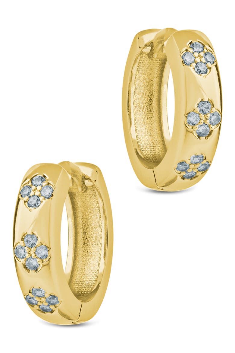 Aisha Cubic Zirconia Star Huggie Hoop Earrings, Alternate, color, GOLD