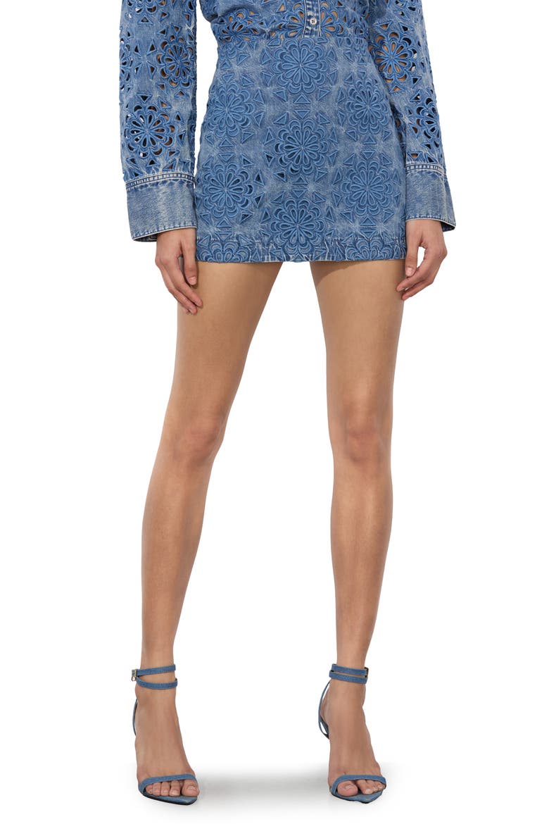 Rubi Denim Miniskirt, Main, color, AVERY BLUE
