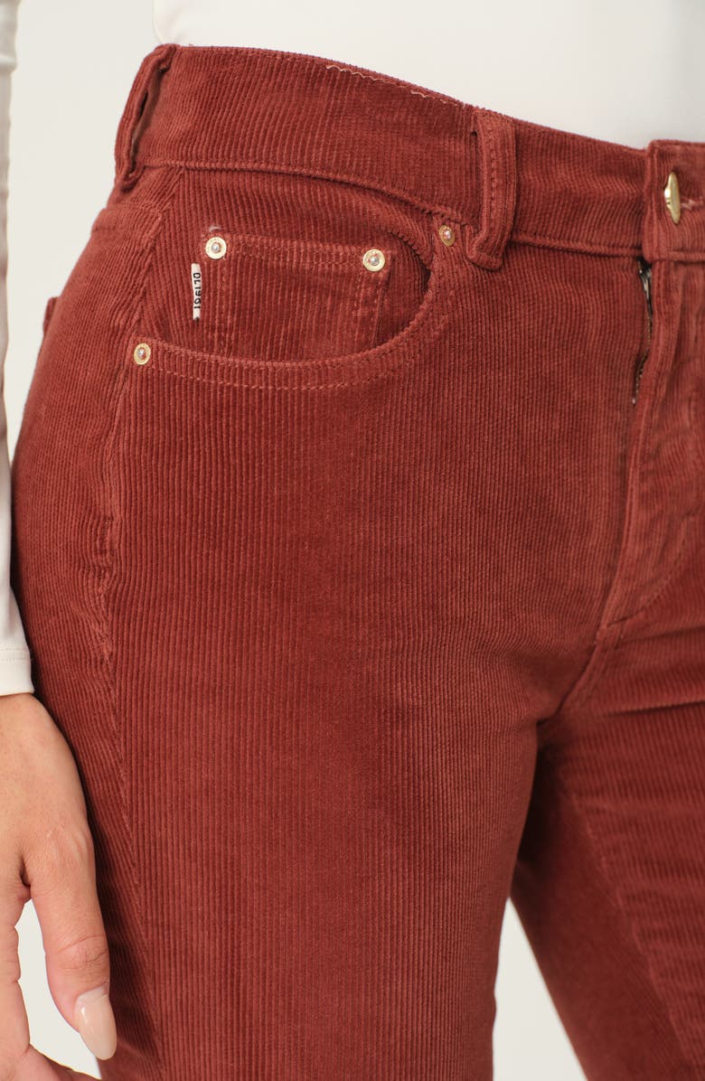 DL1961 Mara Straight Leg Mid Rise Instasculpt Corduroy Ankle Jeans, Alternate, color, Red Rock