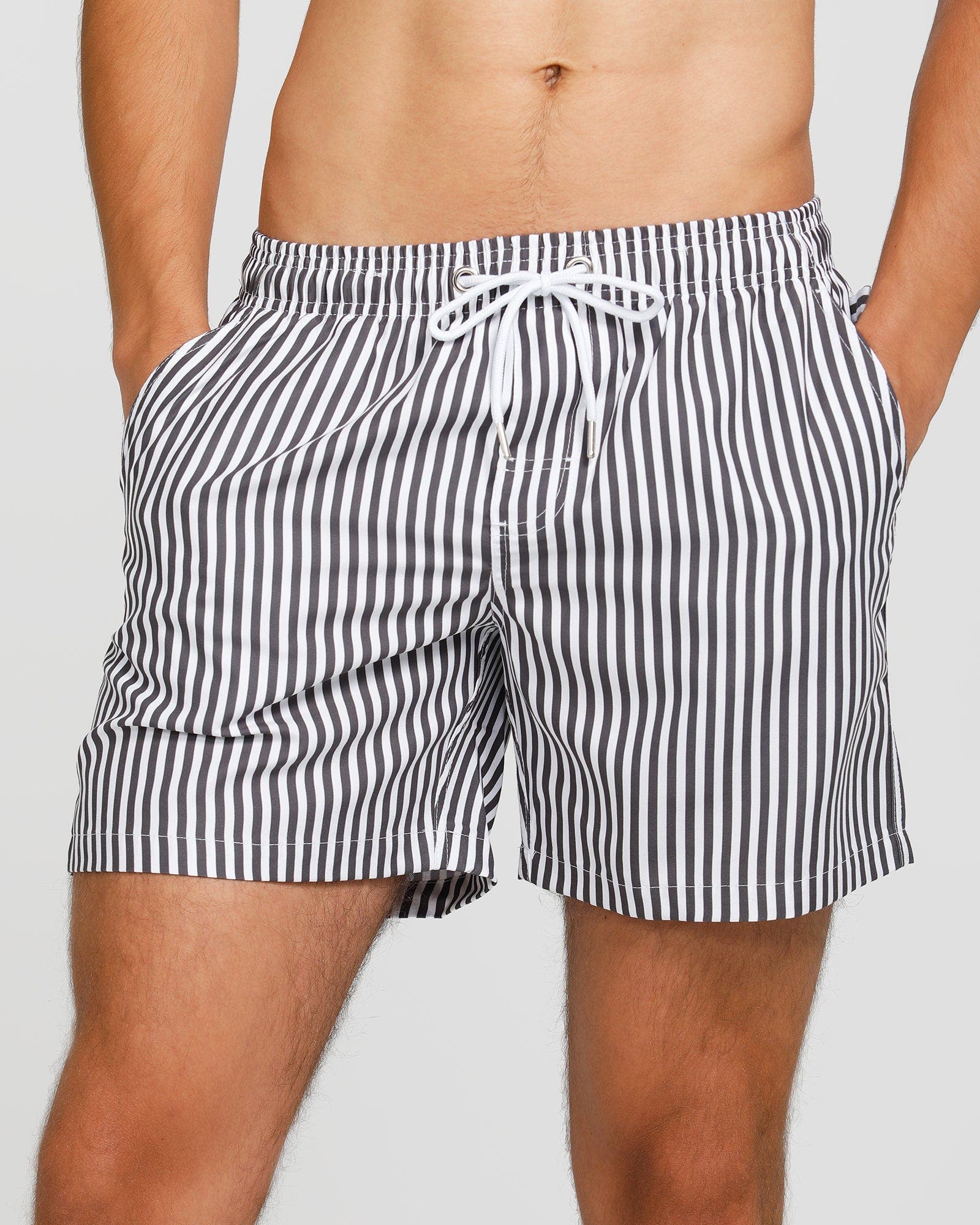 selected White & Charcoal Stripe