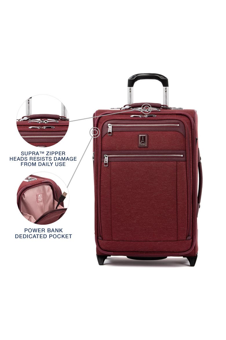 Platinum Elite Softside Expandable 22" Upright Carry On Luggage, Alternate, color, Bordeaux