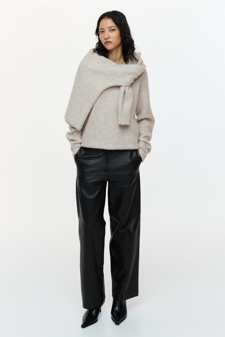 Alpaca-blend One-shoulder Jumper, Alternate, color, Light beige
