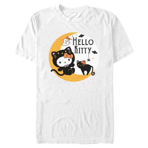 Men's Hello Kitty Halloween Black Cat and Moon  Graphic T-Shirt