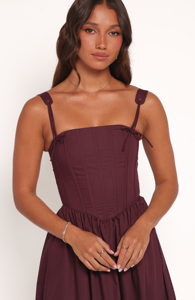 Petal & Pup Zenobia Corset Midi Dress, Alternate, color, Cherry