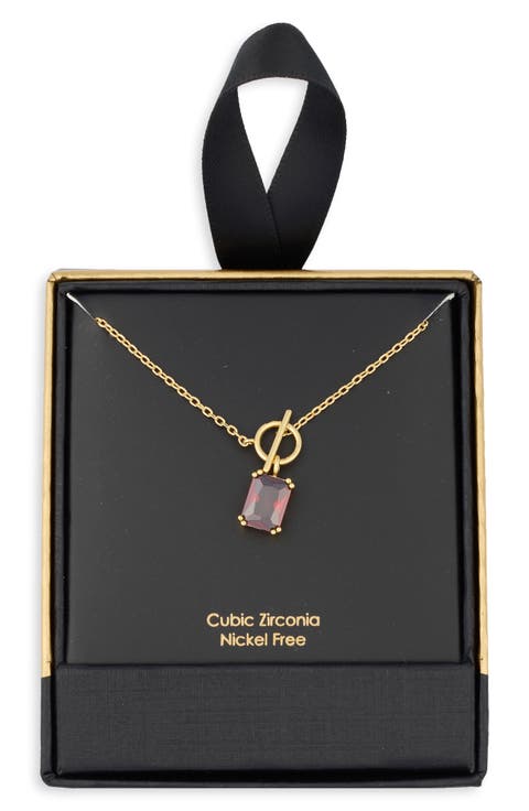 Cubic Zirconia Drop Toggle Necklace