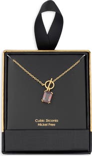 NORDSTROM RACK Cubic Zirconia Drop Toggle Necklace
