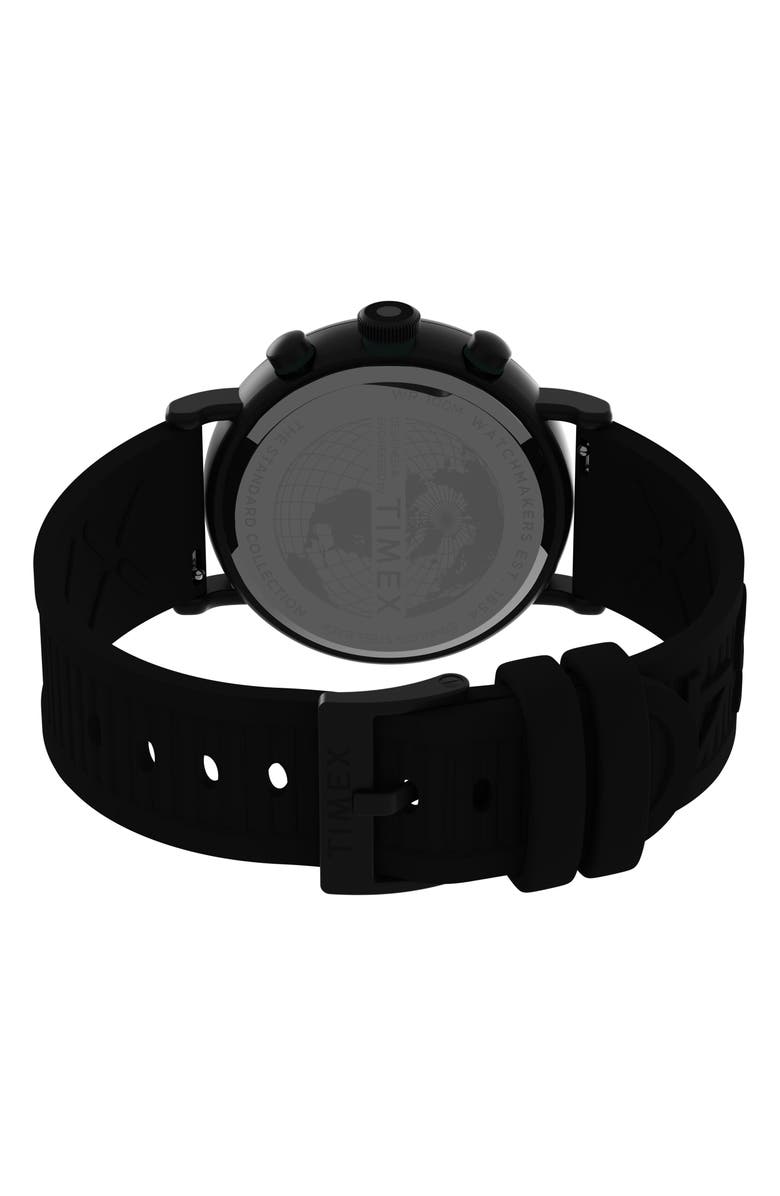 Timex<sup>®</sup> Standard Chronograph Resin Strap Watch, 43mm, Alternate, color, Black