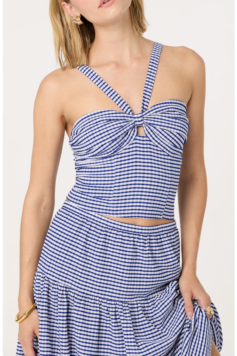 Cutout V-Strap Tank, Main, color, BLUE GINGHAM