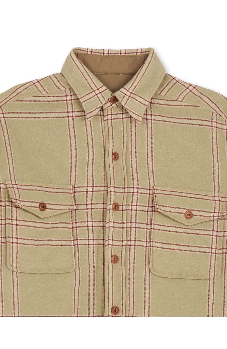 Fortela Overshirt in Recycled Wool Blend Check, Alternate, color, Green
