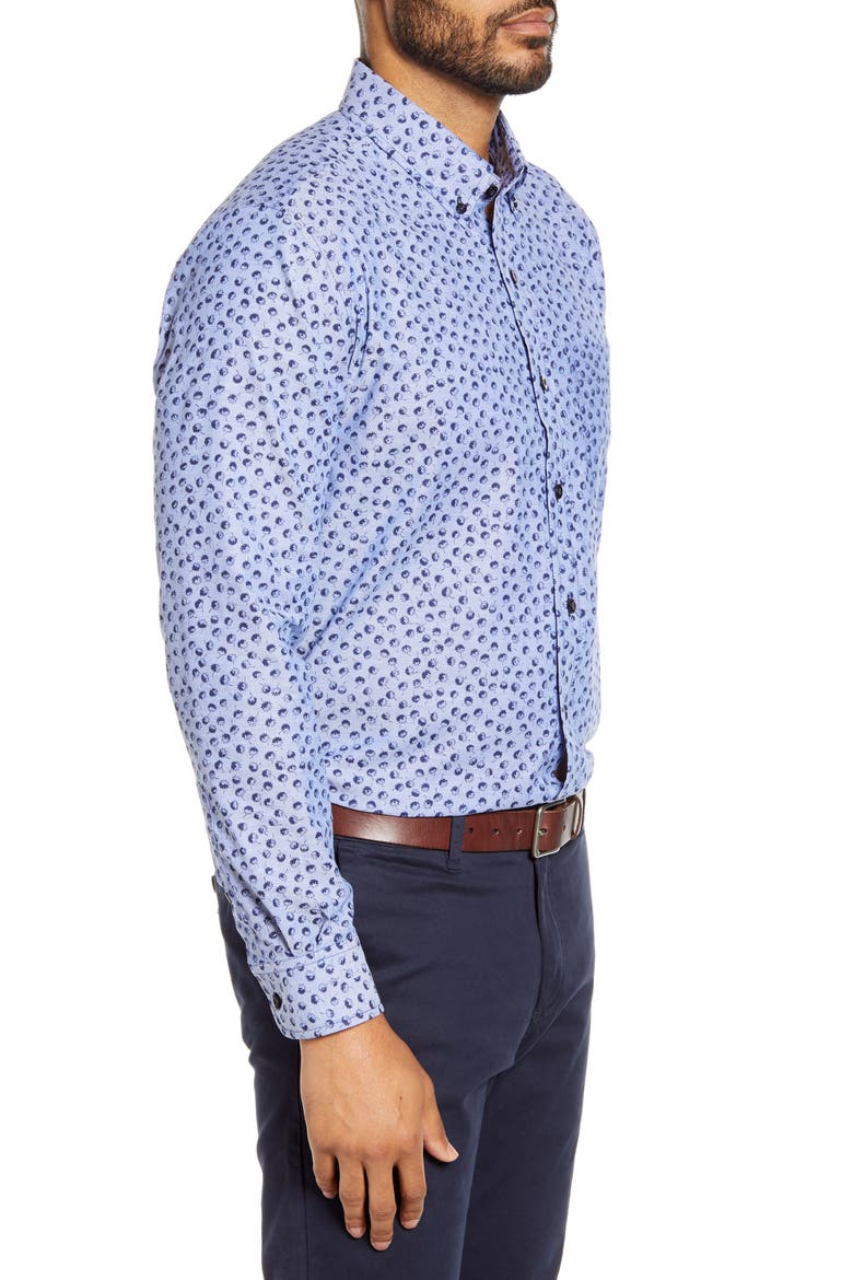 Anchor Classic Fit Tossed Print Button-Down Shirt, Alternate, color, INDIGO