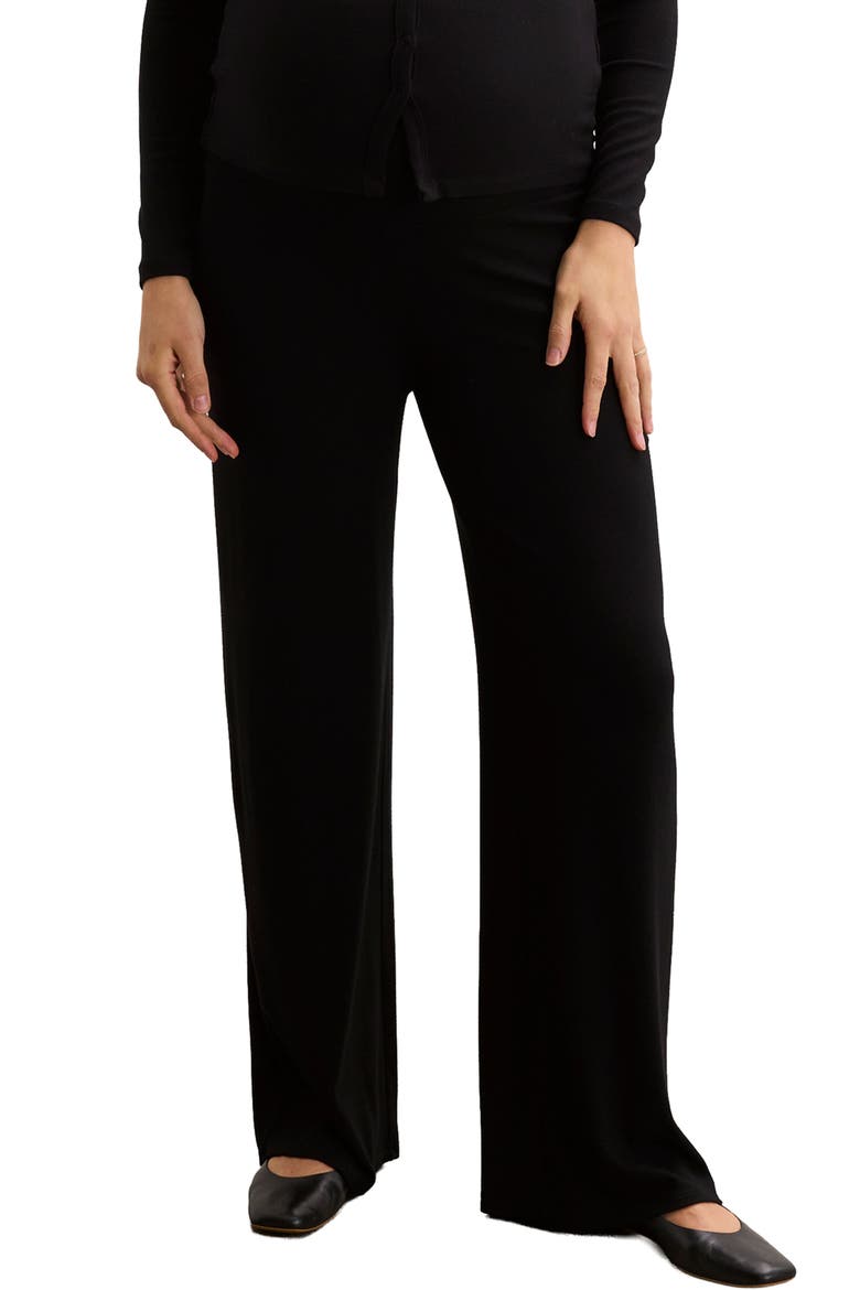The Softest Rib Over Under Relaxed Pant, Alternate, color, Black