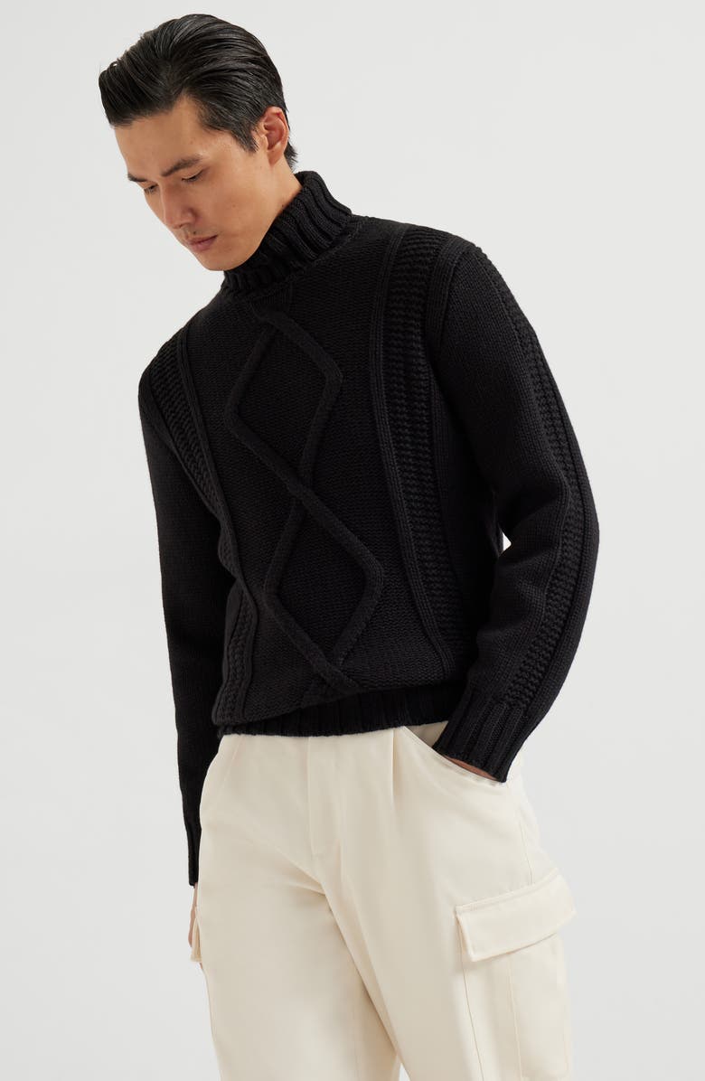 Brunello Cucinelli Cashmere Feather yarn sweater, Alternate, color, Black