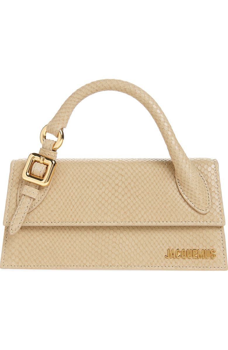 Jacquemus The Long Chiquito Embossed Leather Top Handle Bag, Main, color, Light Beige 130