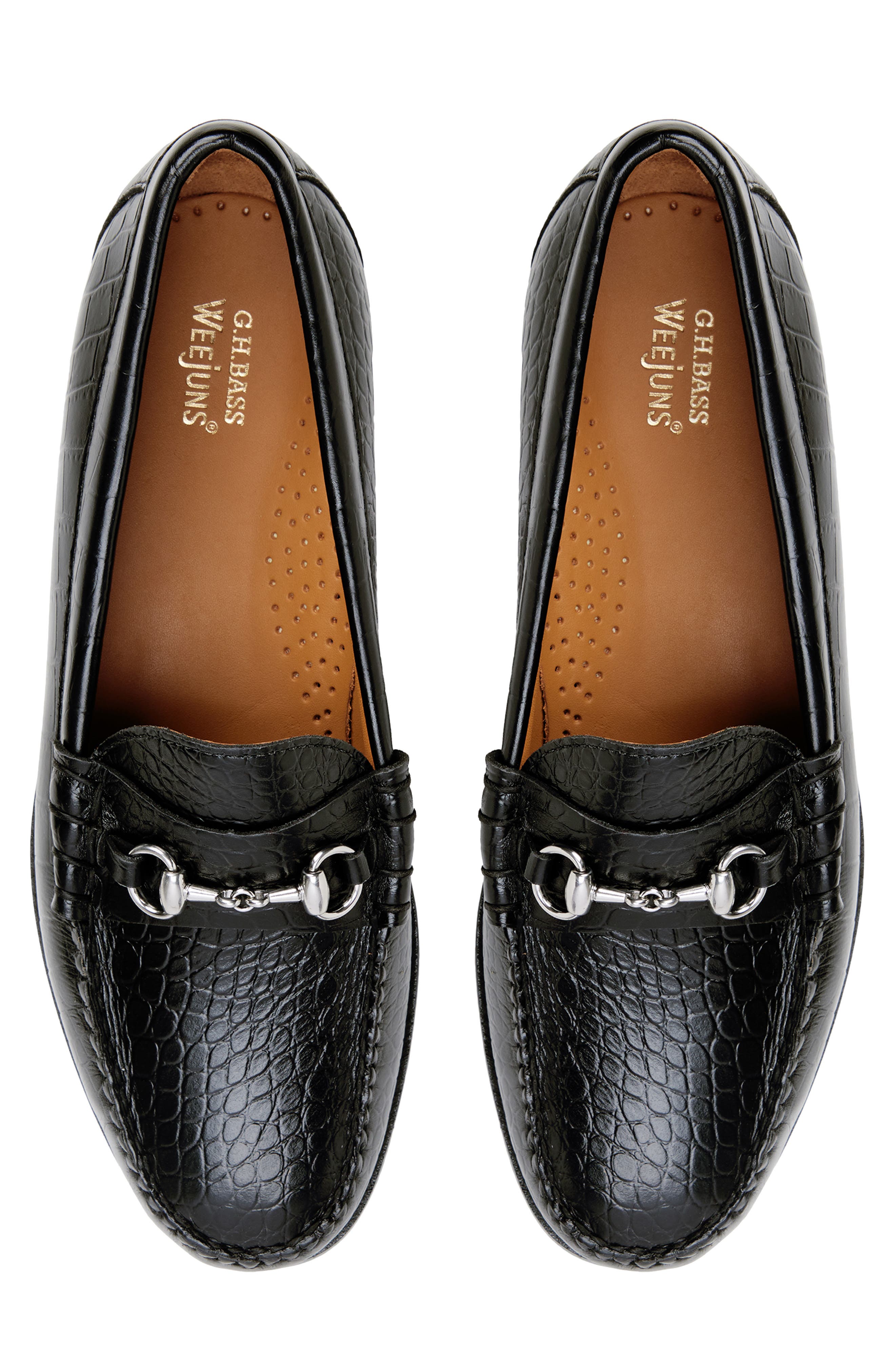 Lincoln Weejuns Croc Embossed Bit Loafer, Alternate, color, OTHER BLACK