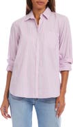Karen Kane Stripe Cotton Blend Button-Up Shirt