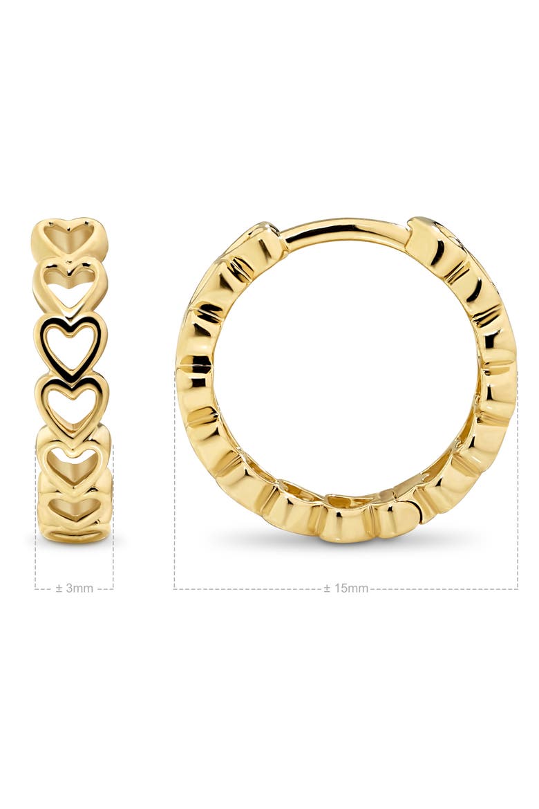 Open Heart Hoop Earrings in 14K Gold, 15mm, Alternate, color, Yellow Gold