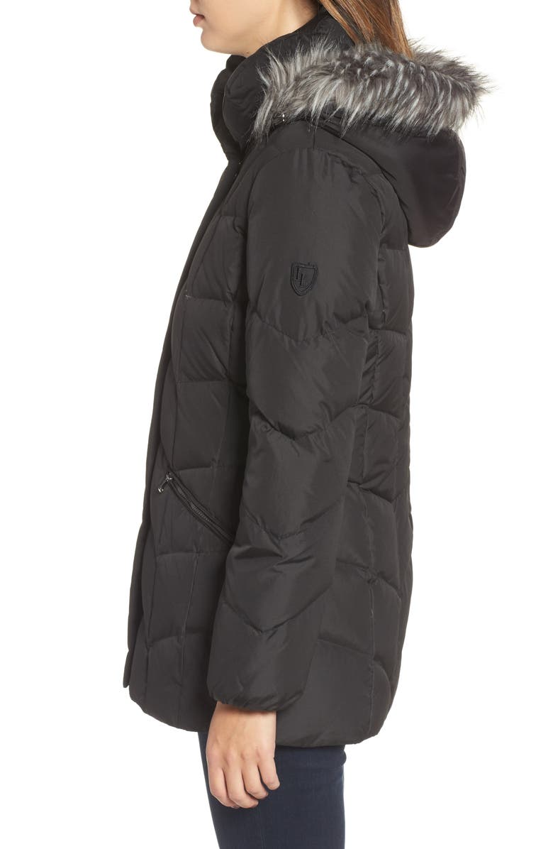 Larry Levine Quilted Coat with Faux Fur Trim, Alternate, color, 