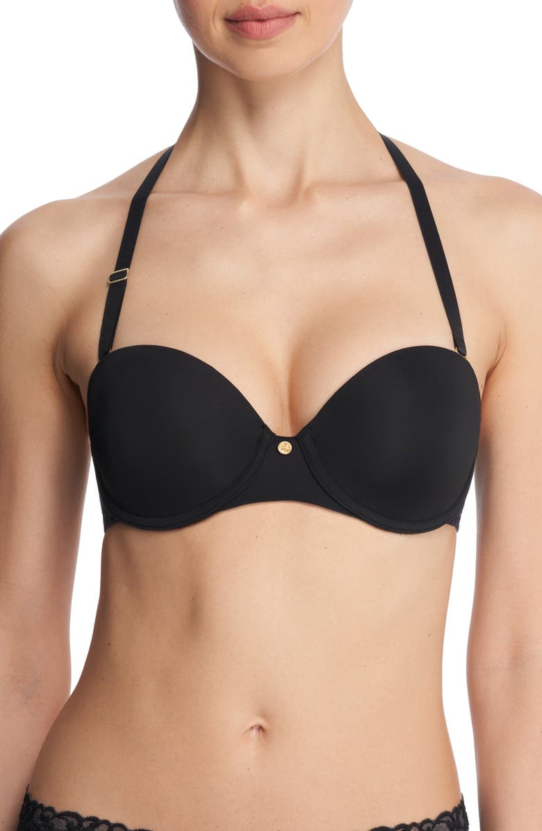 Natori Pure Luxe Strapless Contour Underwire Bra, Alternate, color, Black