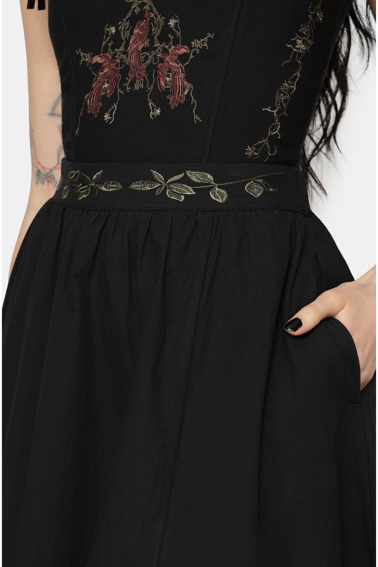 Orena Bat Embroidered Midaxi Skirt, Alternate, color, Black