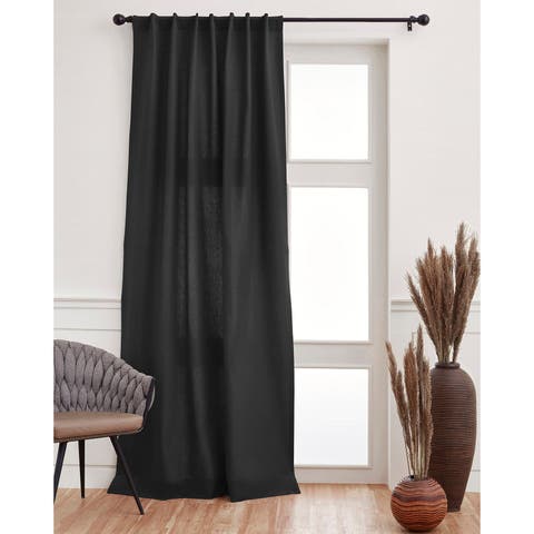 Cotton Linen Curtain Single Panel with Rod Pocket & Hidden Tab