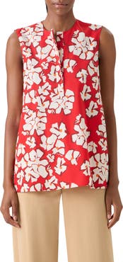Akris punto Papercut Floral Sleeveless Cotton Shirt