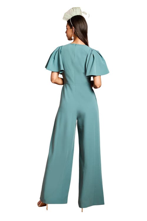 Coast Flutter Sleeve Plunge Jumpsuit In Blue