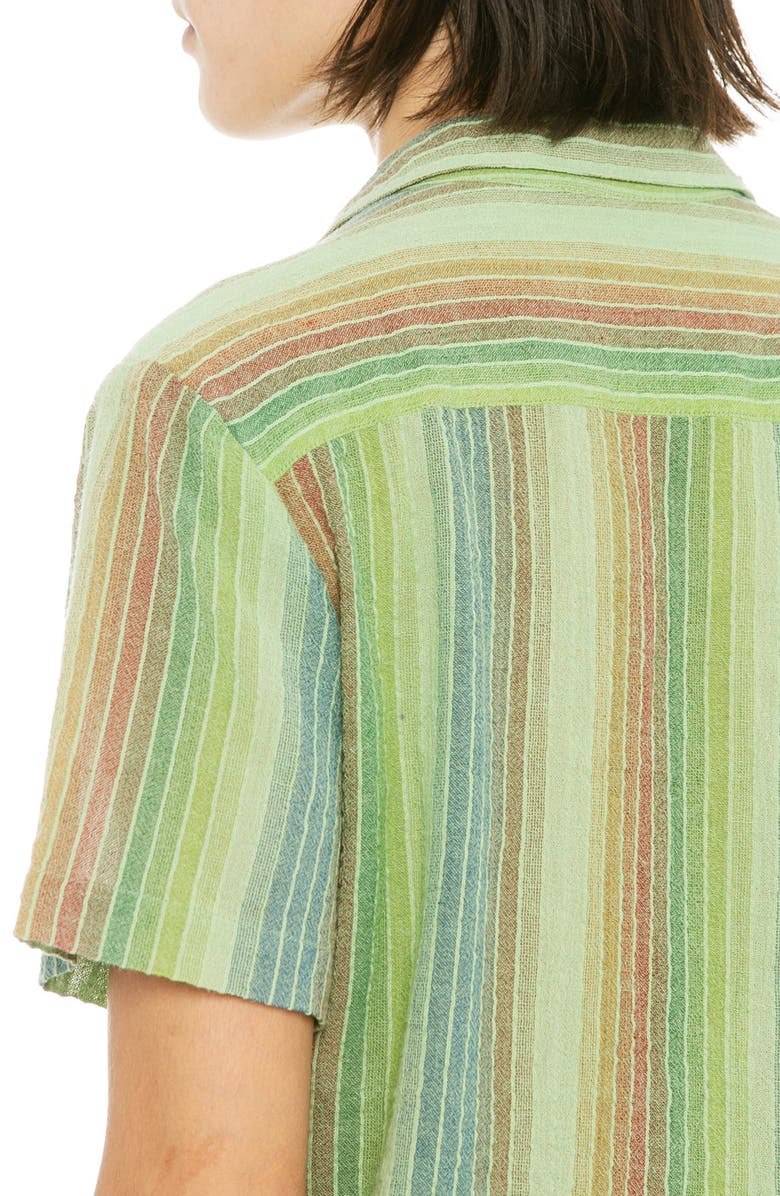 Raga Stripe Short Sleeve Cotton Button-Up Shirt, Alternate, color,