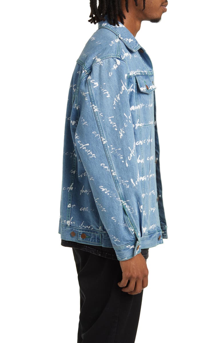 Cross Colours Logo Print Cotton Denim Trucker Jacket, Alternate, color,