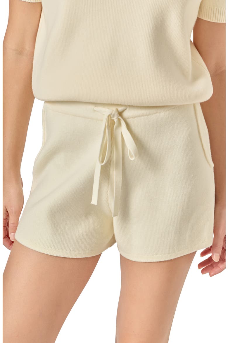 Tie Waist Knit Shorts, Alternate, color, CREAM