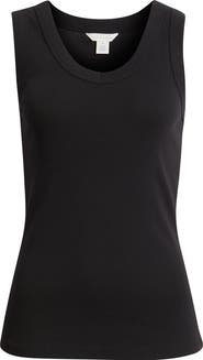 Caslon® V-Neck Rib Cotton Tank