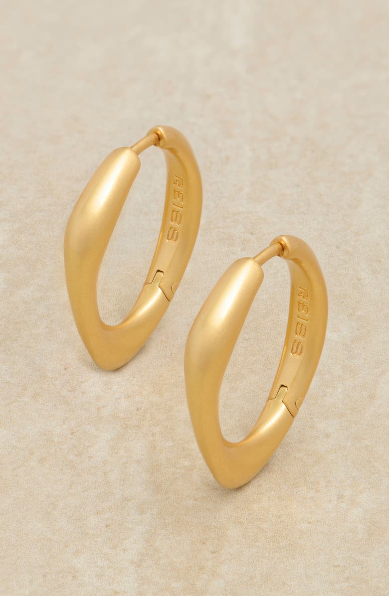 Reiss Sofia Smooth Curve Hoop Earrings, Alternate, color, Gold Tone