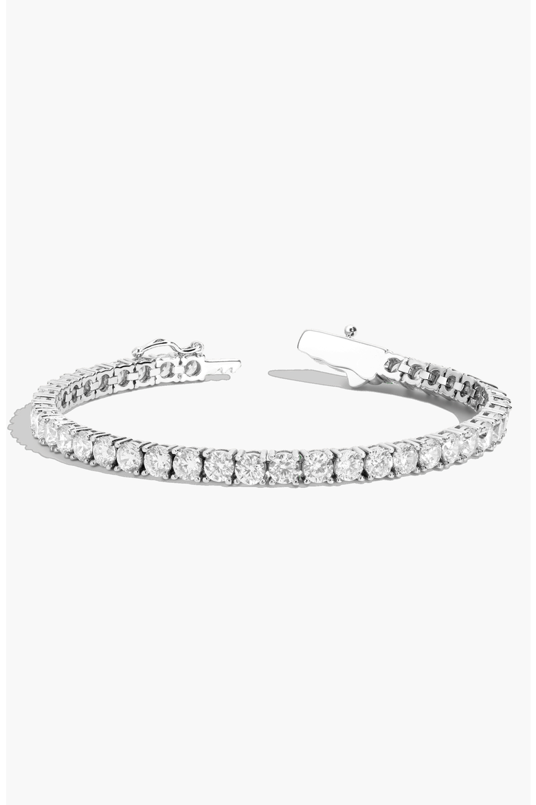 Lab Grown White Sapphire Tennis Bracelet 10ct, Main, color, Sterling SIlver