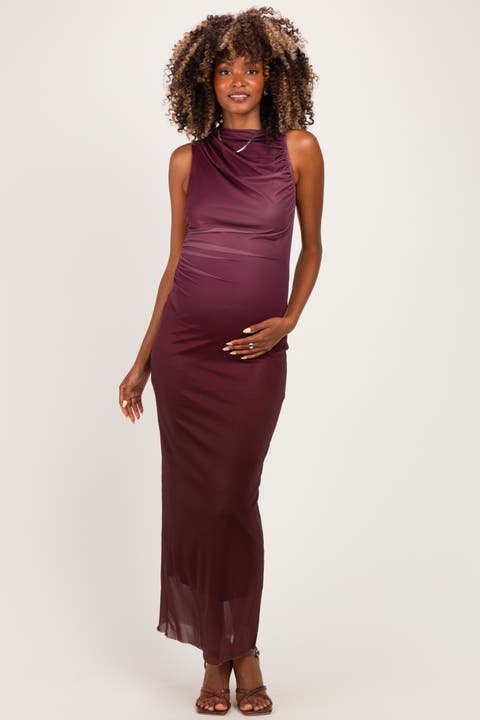Ombre Mesh Ruched Sleeveless Midi Dress
