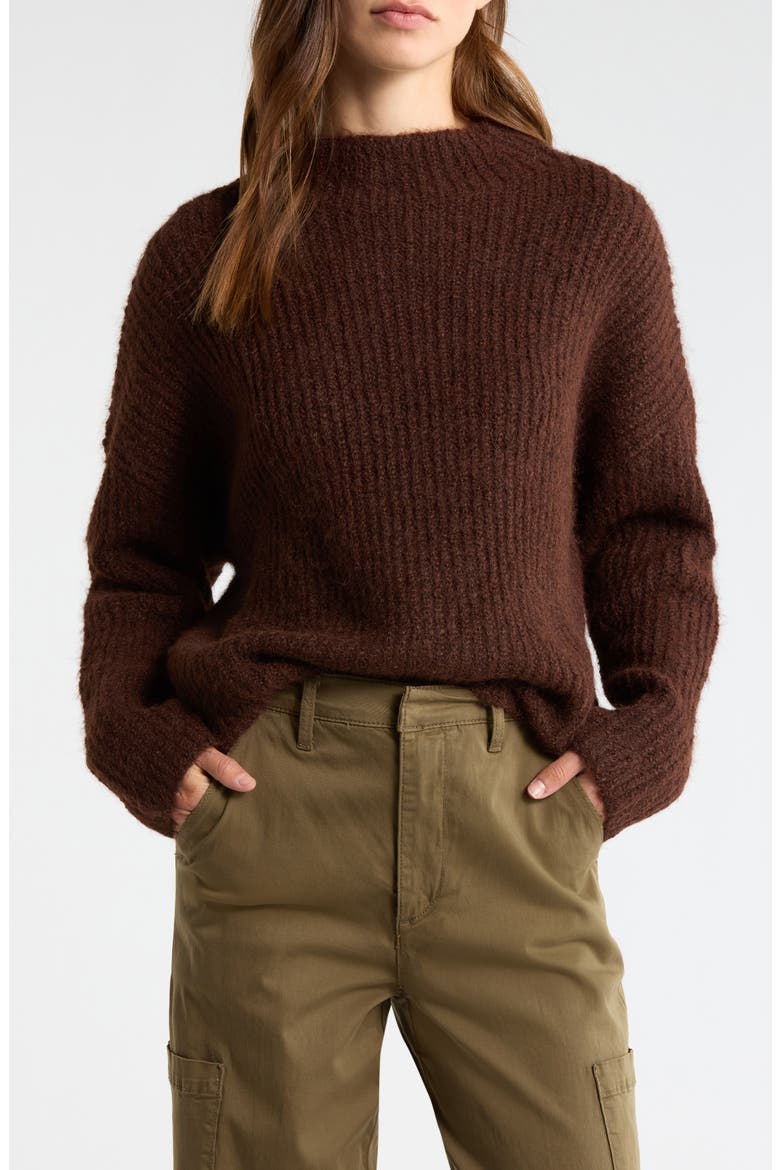 Mock Neck Sweater, Main, color, CHOCOLATE