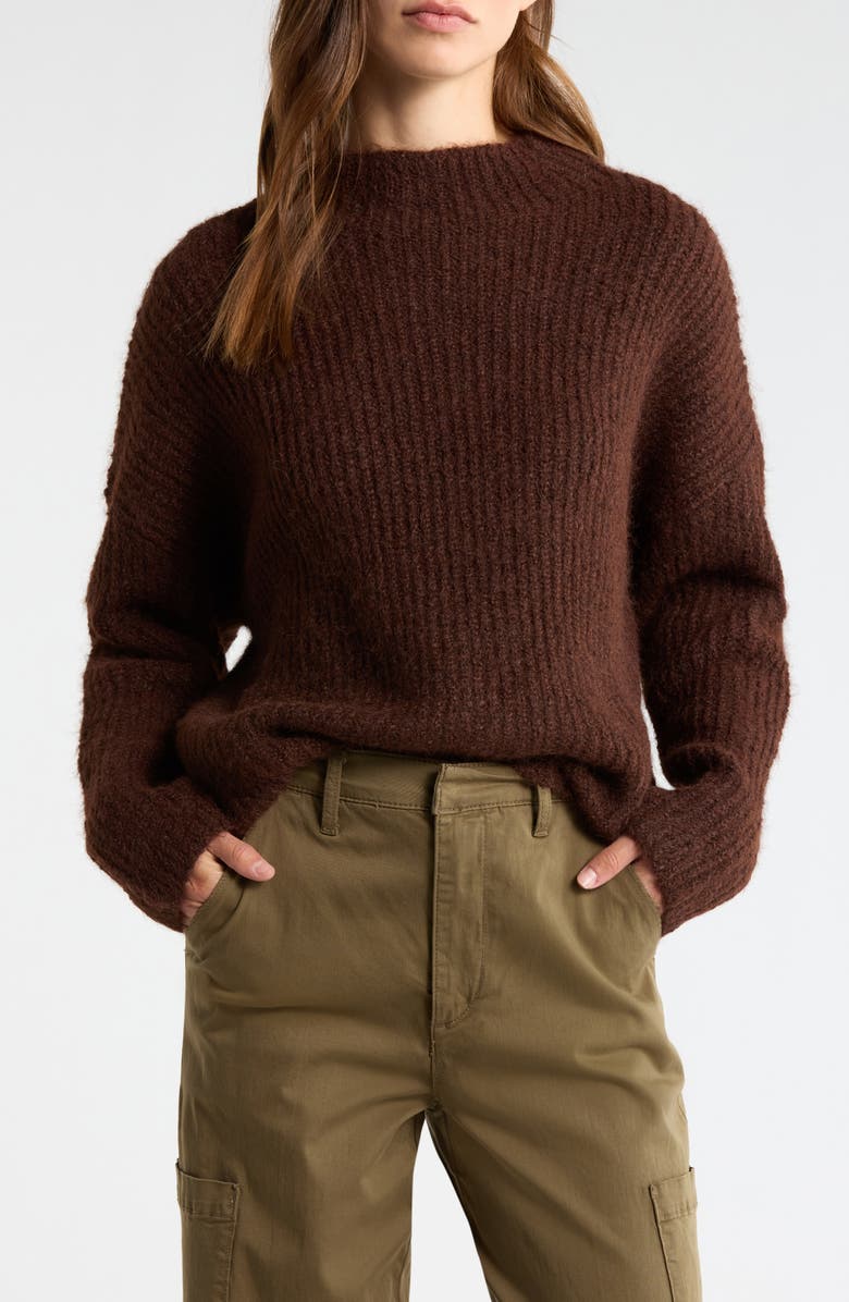 All in Favor Mock Neck Sweater, Main, color, Chocolate