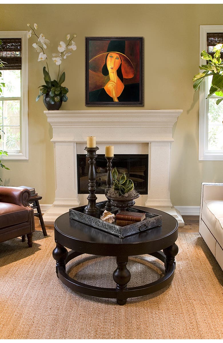 OVERSTOCK ART Portrait of Woman in Hat - Framed Oil reproduction of an original painting by Amedeo Modigliani, Alternate, color, 