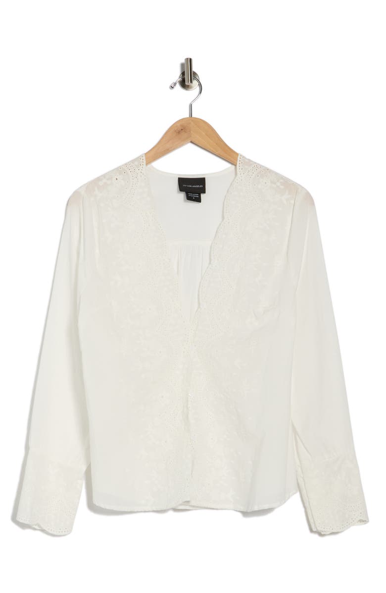 Forgotten Grace Eyelet Embroidered Button-Up Shirt, Alternate, color, White