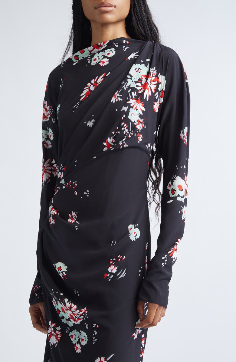 Proenza Schouler Trudie Floral Print Dress, Alternate, color, Black Multi