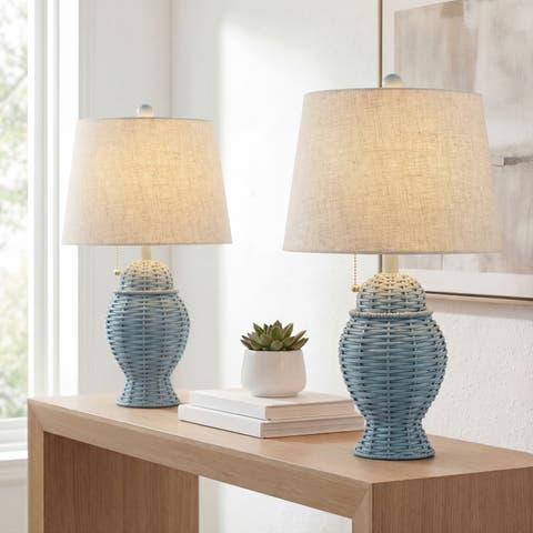 Margie Wicker 20.5" Bohemian Rustic Iron LED Table Lamp (Set of 2)