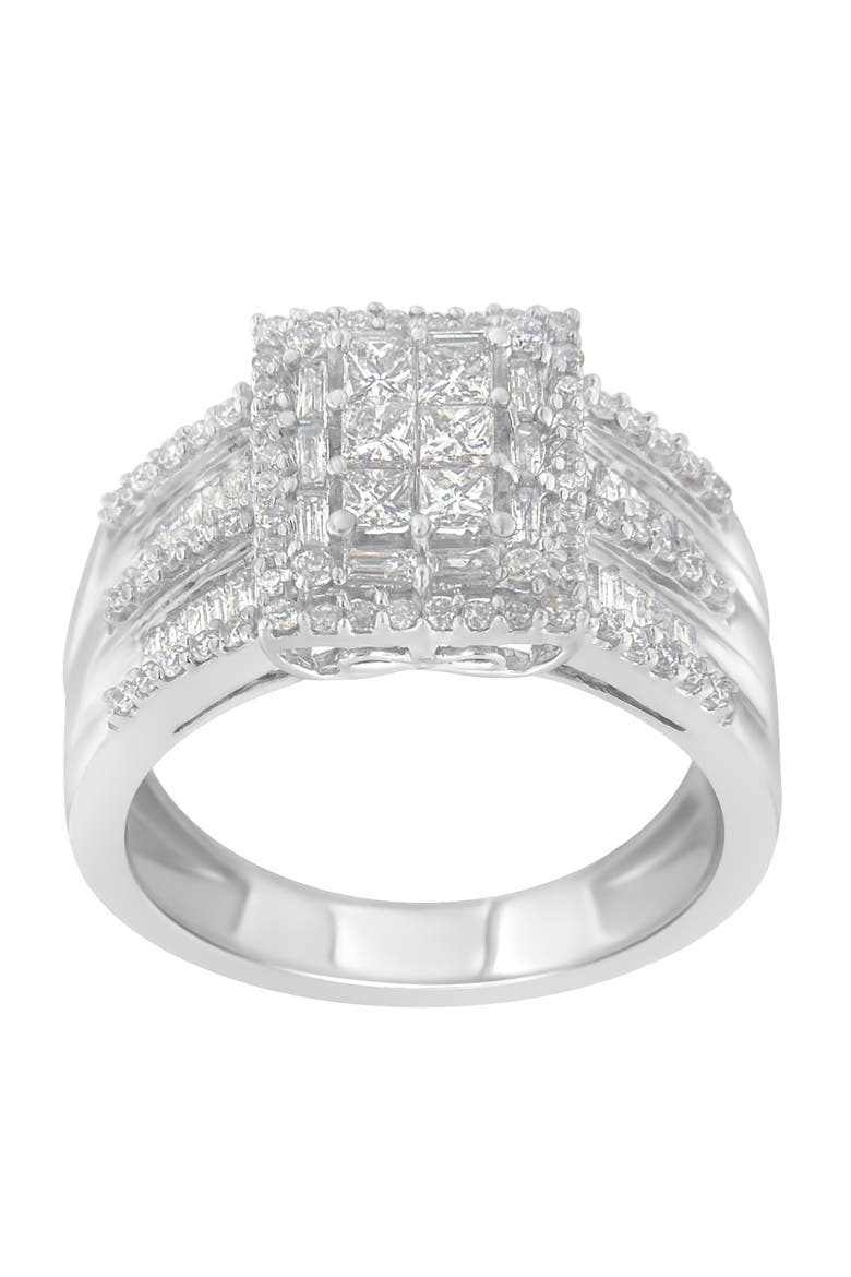 10K White Gold 1.0 Cttw Diamond Cluster Ring, Alternate, color, White