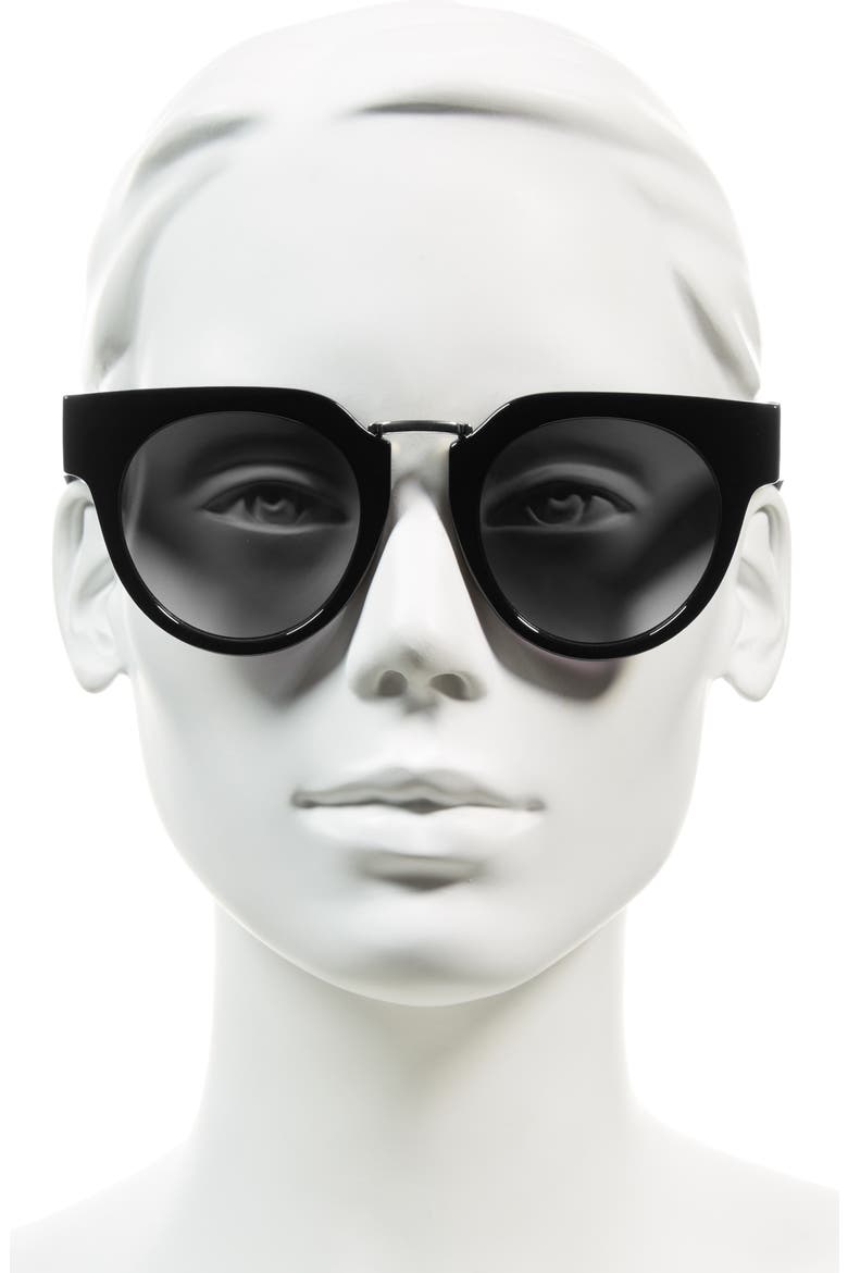 48mm Round Sunglasses, Alternate, color, BLACK