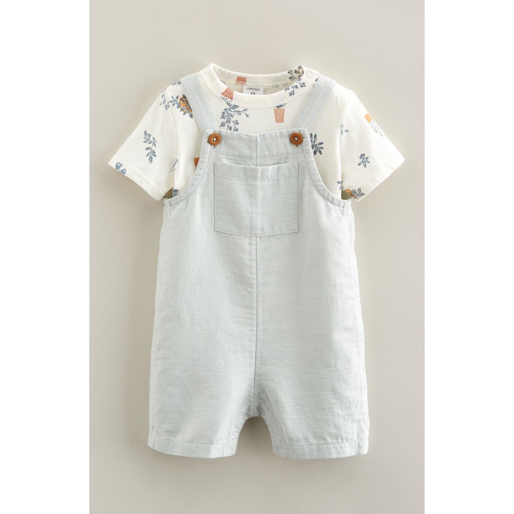 Nordstrom Cotton Bodysuit & Shortalls Set In Blue