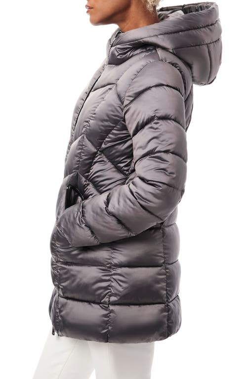 Bernardo Metallic Hooded Walker Coat In Gray