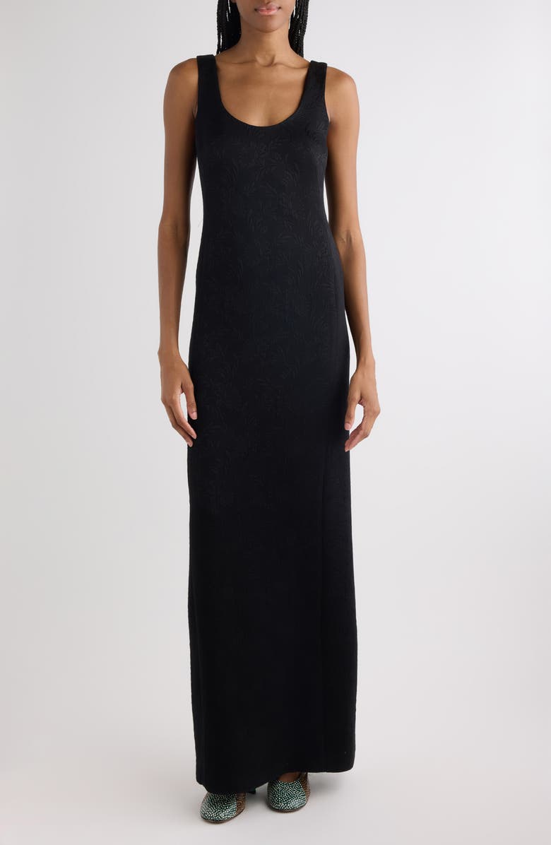 Dries Van Noten Matelassé Jacquard Column Gown, Main, color, Black