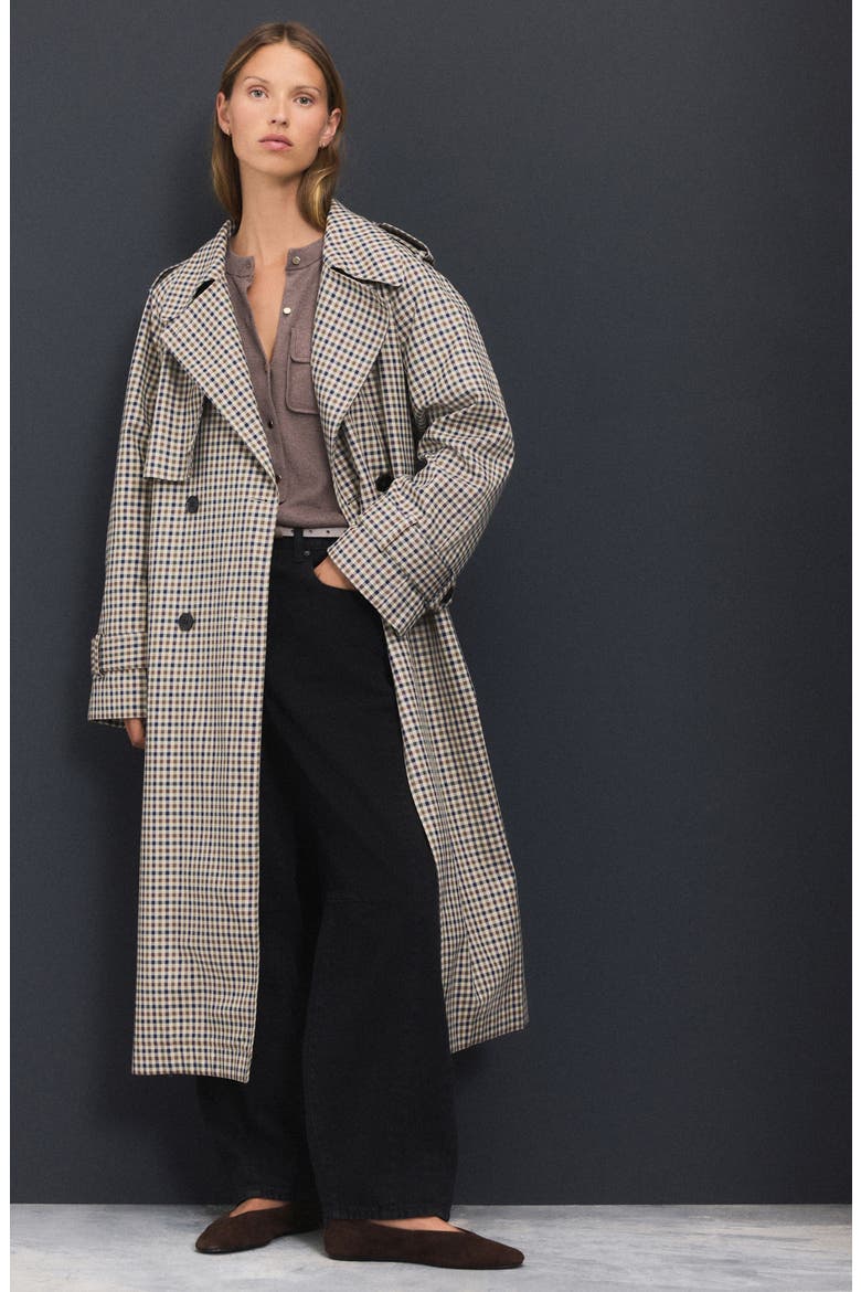 Check Double Breasted Trench Coat, Alternate, color, CHECK