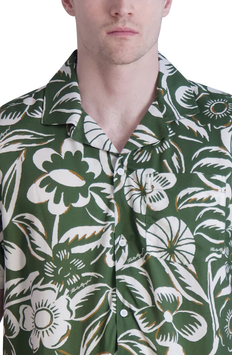 KARL LAGERFELD PARIS Floral Print Short Sleeve Shirt, Alternate, color, 