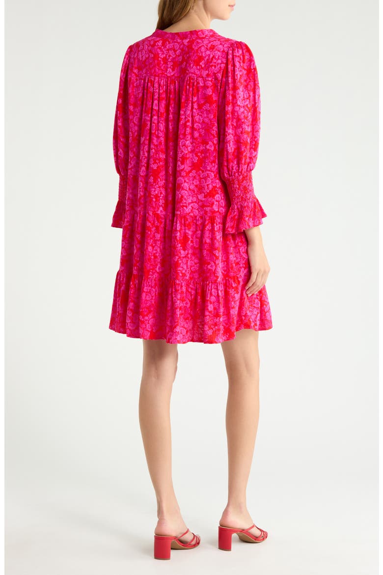 Anamy Floral Bell Sleeve Tiered Minidress, Alternate, color, RED-FUCHSIA