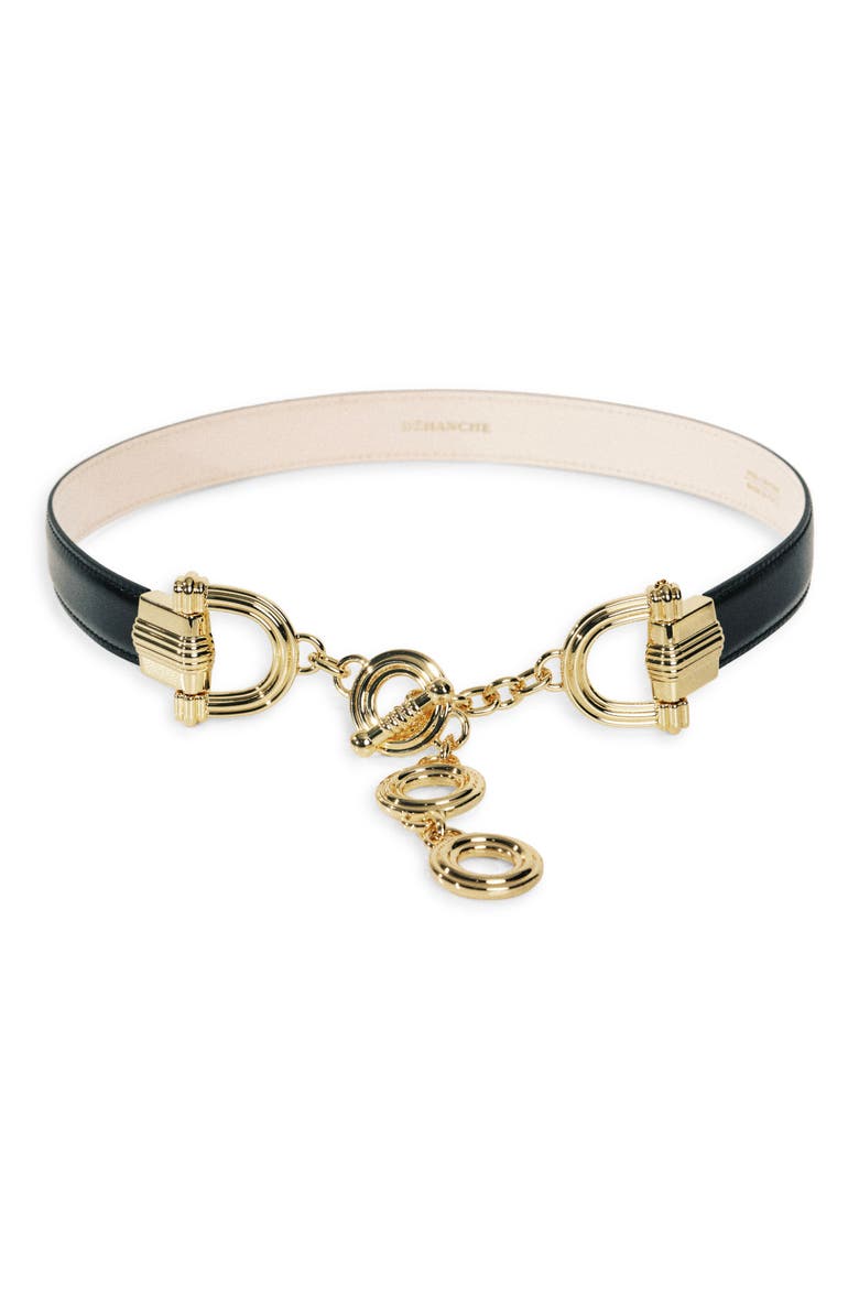 Elysee Chain & Leather Belt, Main, color, BLACK/ GOLD
