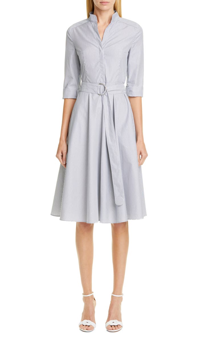 Akris punto Stripe Poplin Midi Shirtdress, Main, color, 