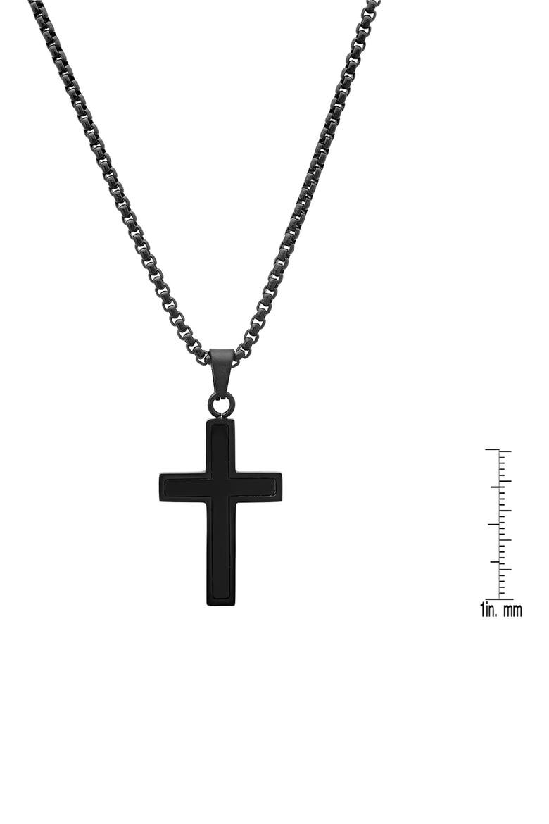 Men's Black Stainless Steel Cross Pendant Necklace, Alternate, color, BLACK